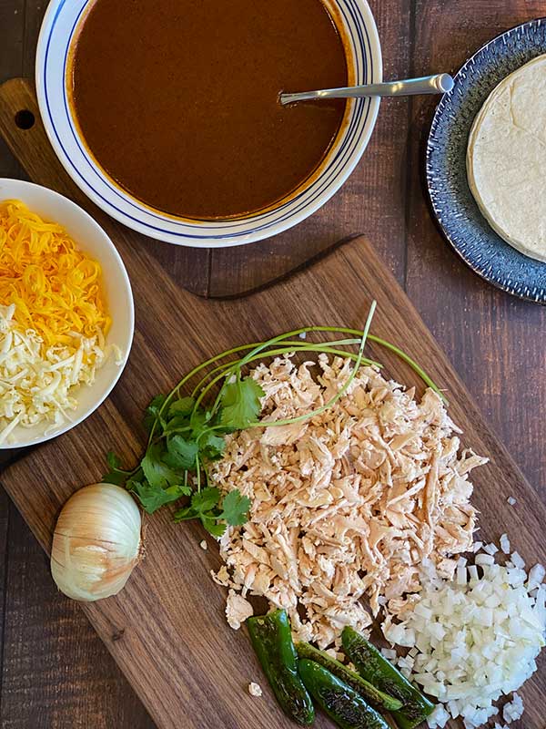 ingredients for Smoked chicken and cheese enchiladas