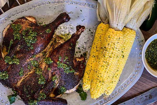 Spatchcock Rosemary chicken ready to serve