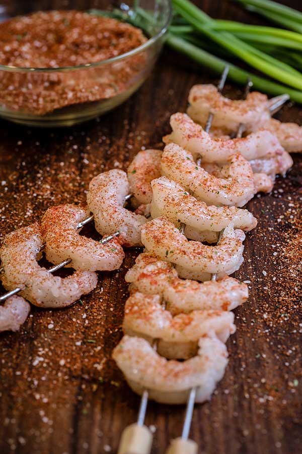 shrimp skewered for Grilled Argentinian Shrimp with Fettuccine Alfredo