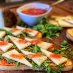 Grilled Ciabatta Bread with Tomato Dip and Manchego Cheese