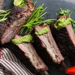 Beef ribs with Avocado Cilantro and Lime Vinaigrette ready to serve