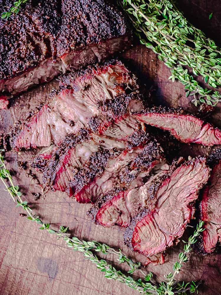 Smoked Beef Chuck Roast sliced and ready to serve