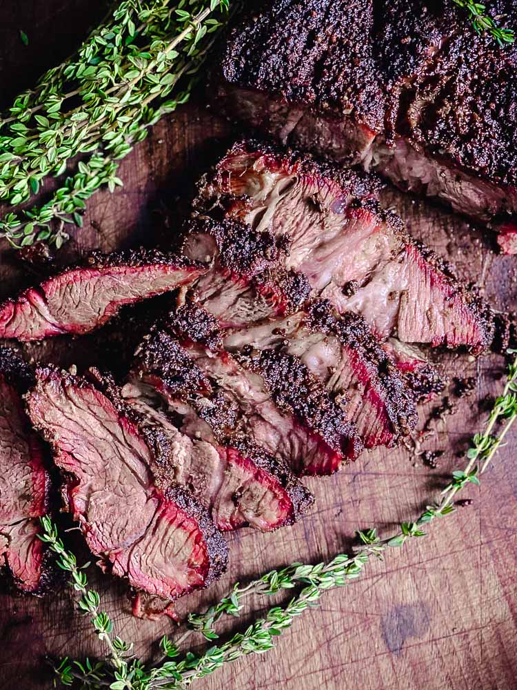 smoked slices of beef chuck roast