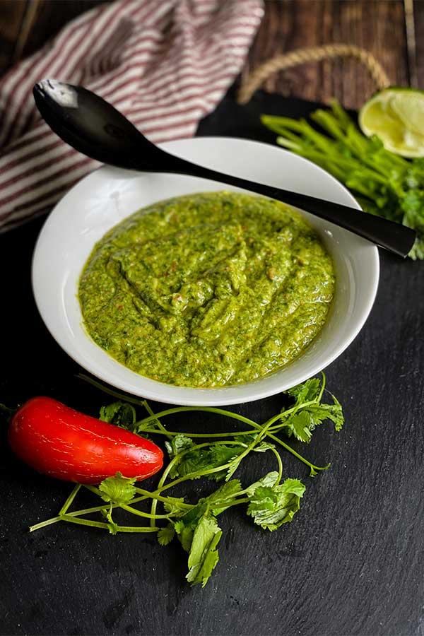 Avocado Cilantro and Lime Vinaigrette ready to serve