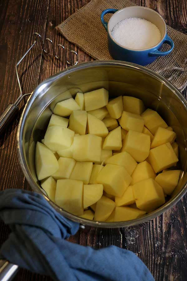 potatoes in large pot ready for boiling