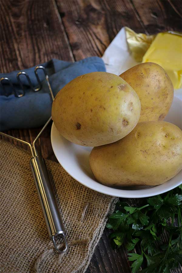 Yukon gold potatoes, ready for mashing