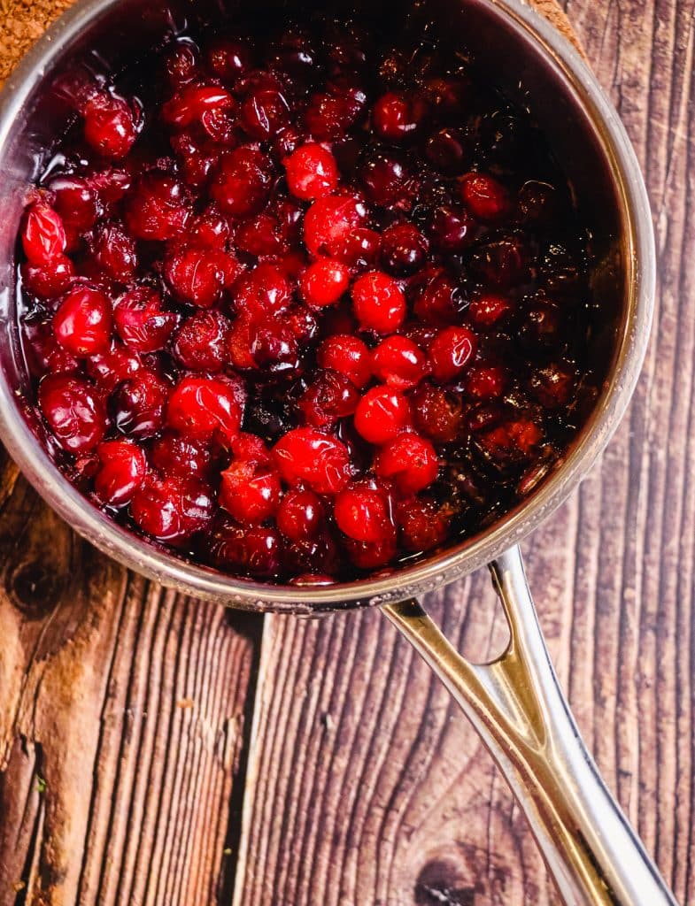 cranberries in a small saucepan for thanksgiving dressing recipe
