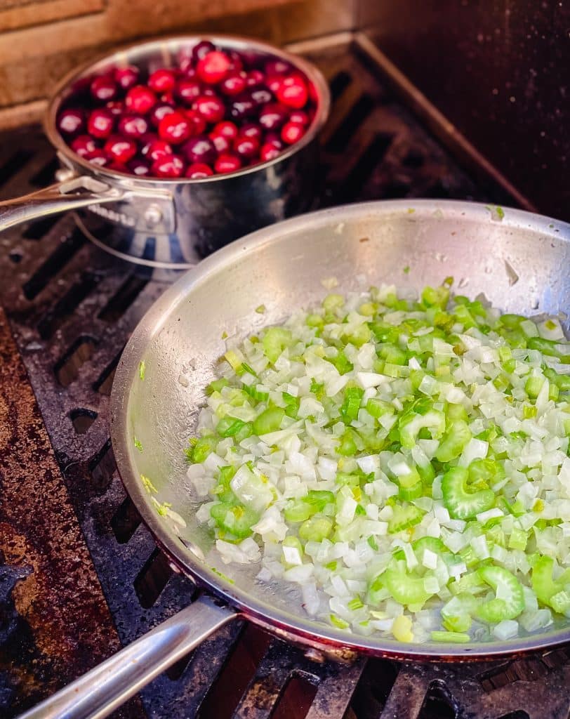 ingredients for thanksgiving dressing on the grill