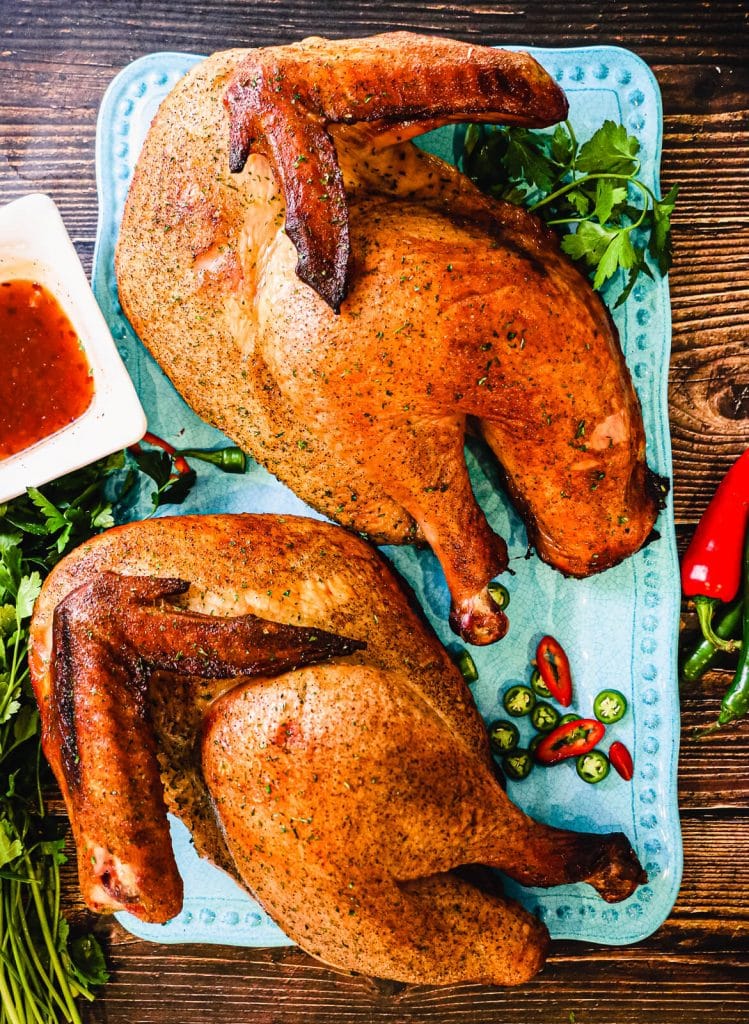 smoked thai chili turkey overhead shot