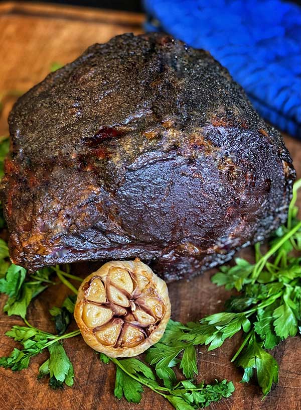 Bone-In Prime Rib from Omaha Steaks ready to slice