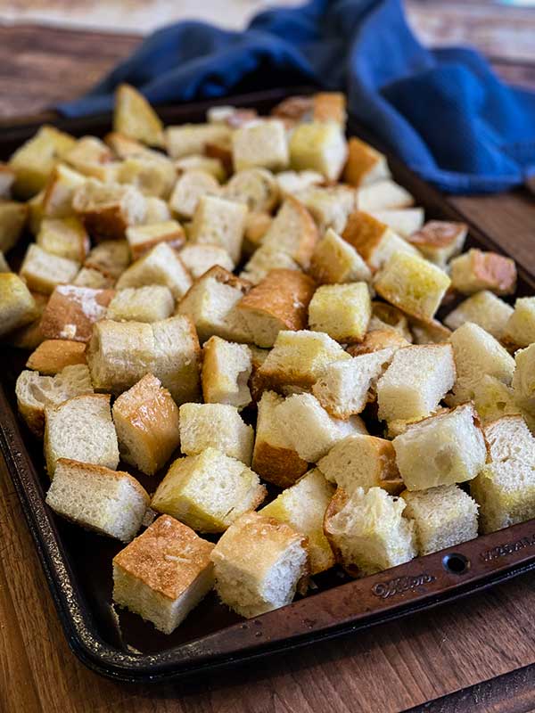 Diced bread for Lobster and Chorizo Stuffing