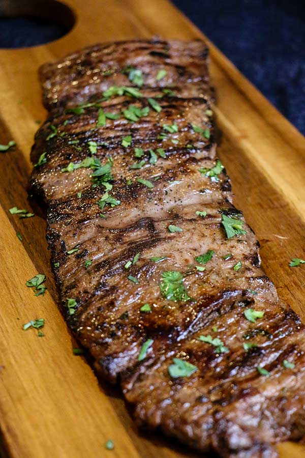 Skirt steak, grilled and resting before adding to San Diego Style street tacos