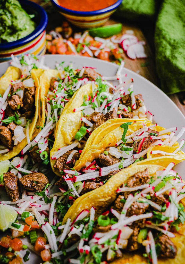 plate of Mexican street tacos