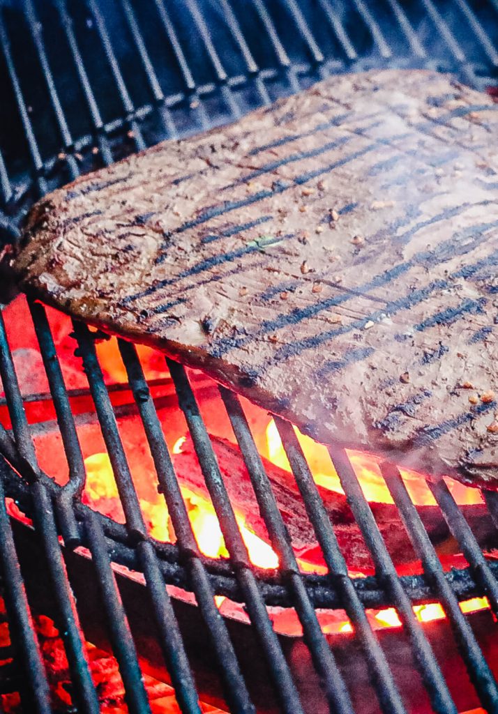 flank steak for Mexican street tacos on the grill