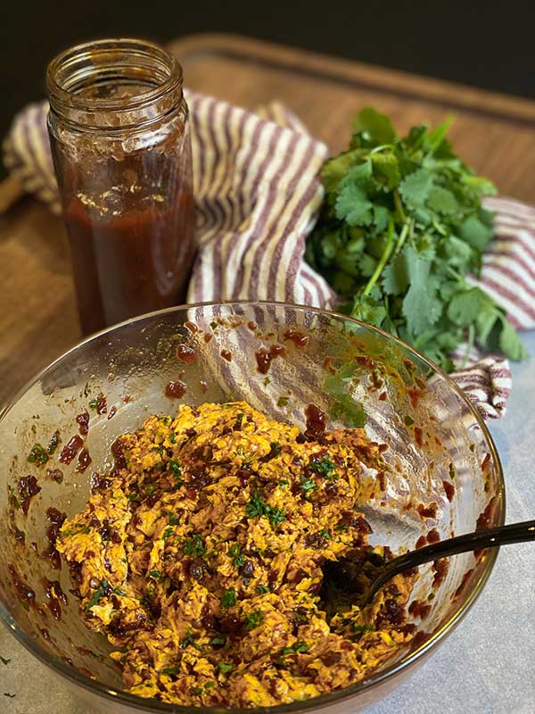 thoroughly mixed chipotle butter in a glass bowl