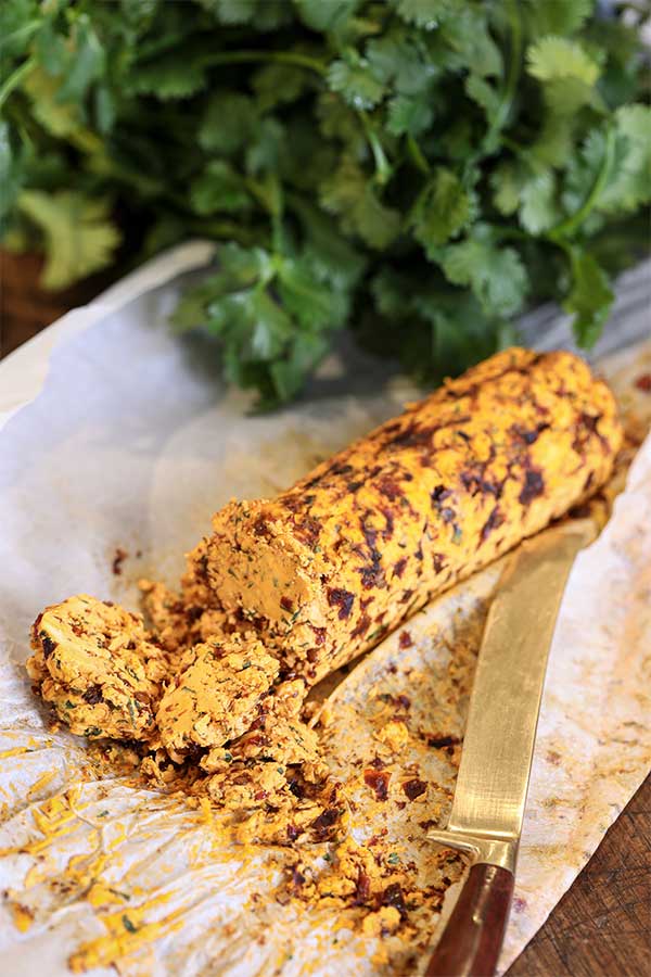 smoky chipotle butter sliced on parchment paper