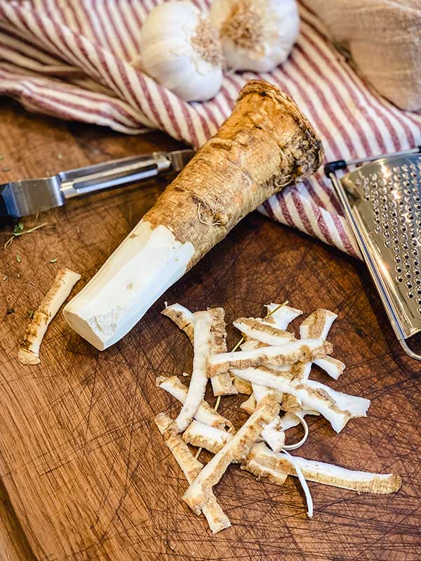 peeled horseradish root