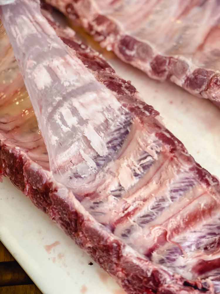 remove membrane from pork rib before barbecuing it