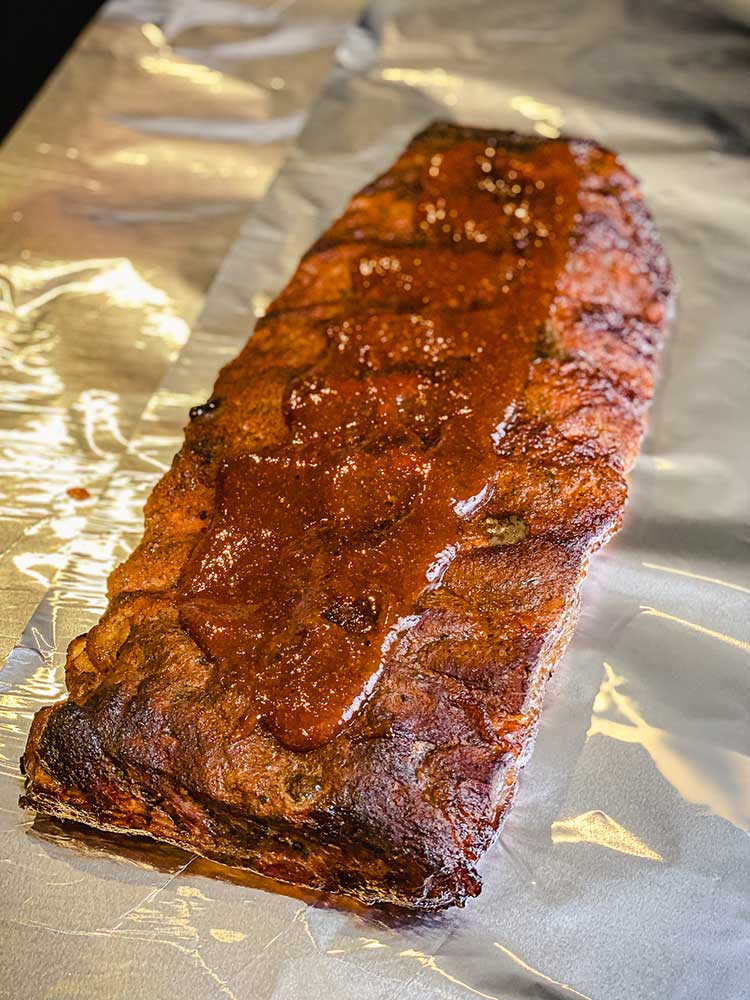 Kansas City Style barbecue ribs glazed with sauce