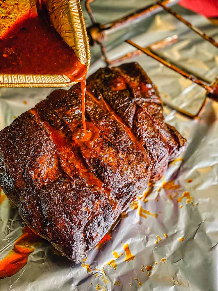 Wrap the pork roast in foil.