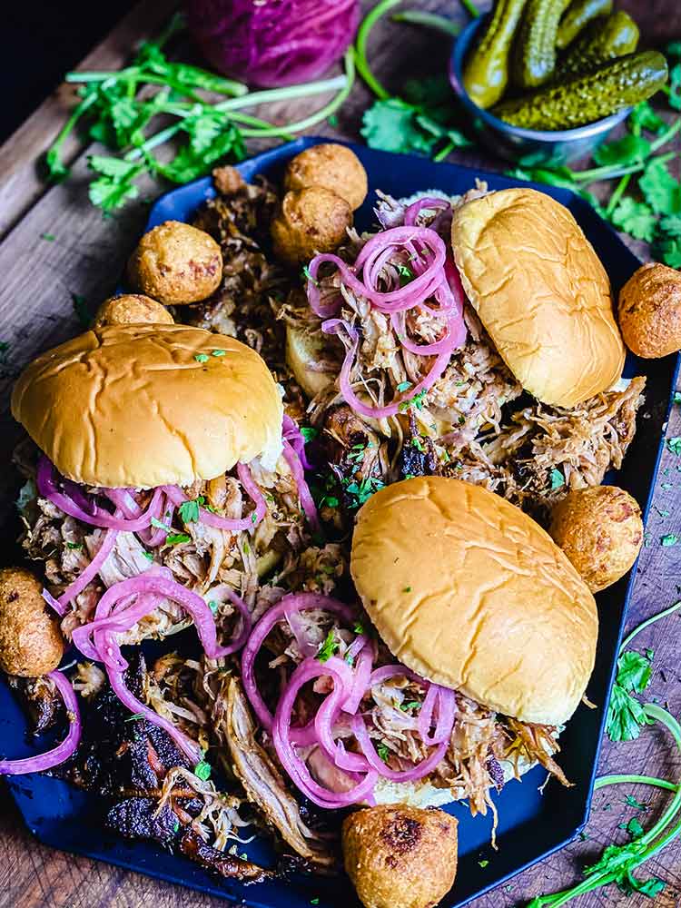 shredded pork sandwiches