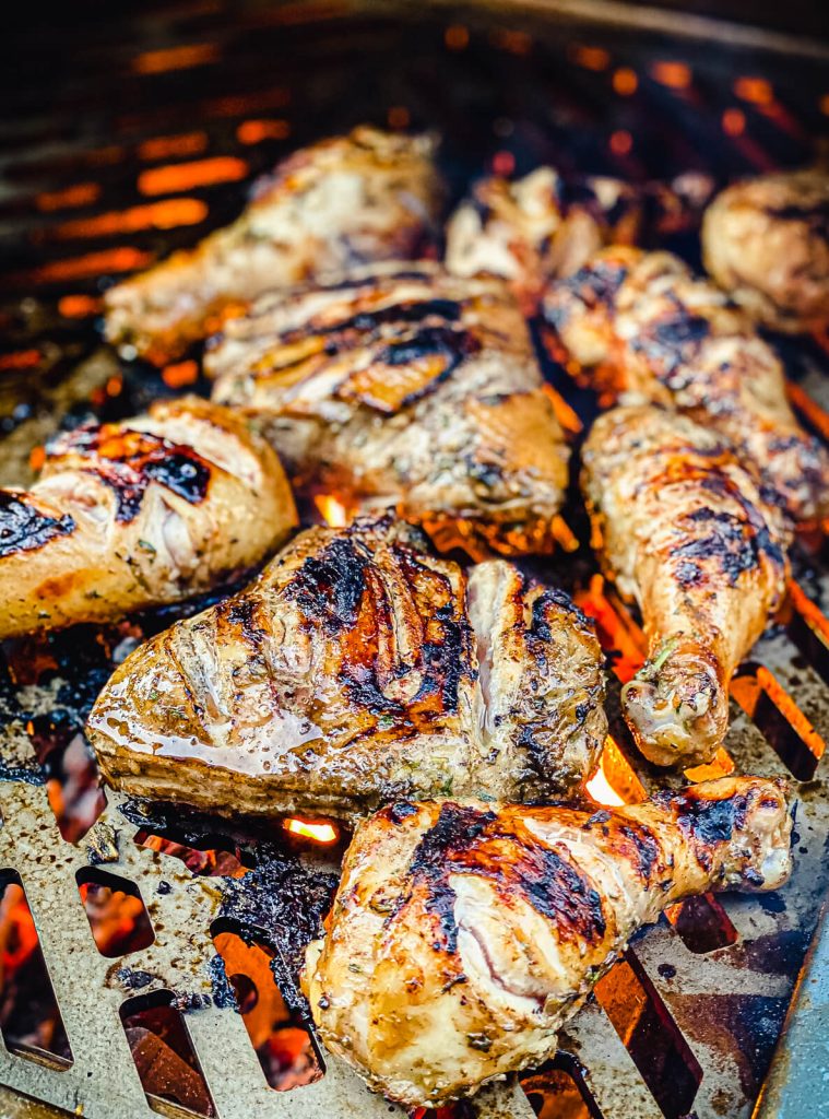 Caribbean jerk chicken on the grill