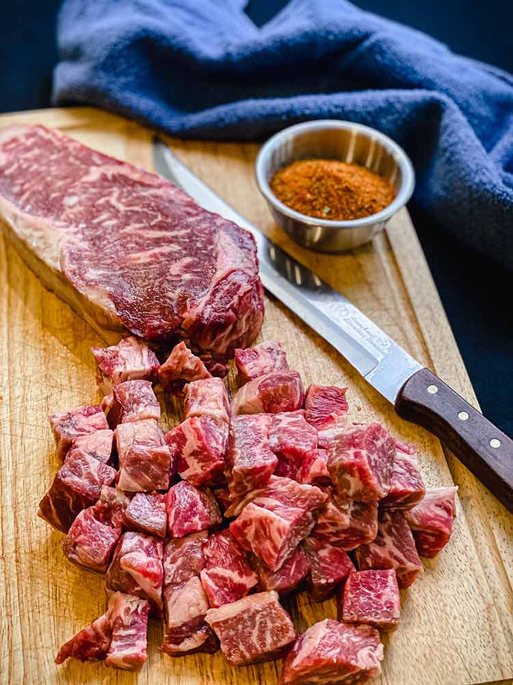 steak trimmed and cut into small pieces