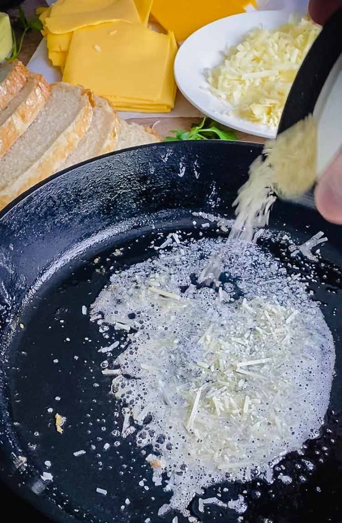 melt butter and shredded Parmesan cheese