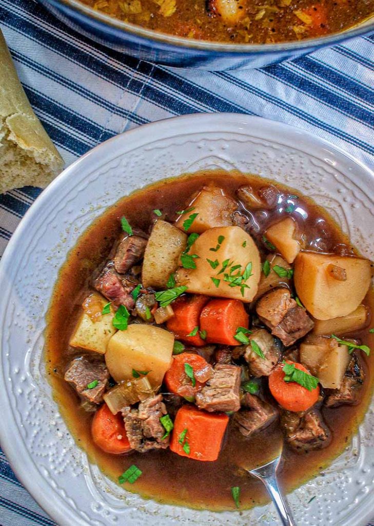 beef stew with roll