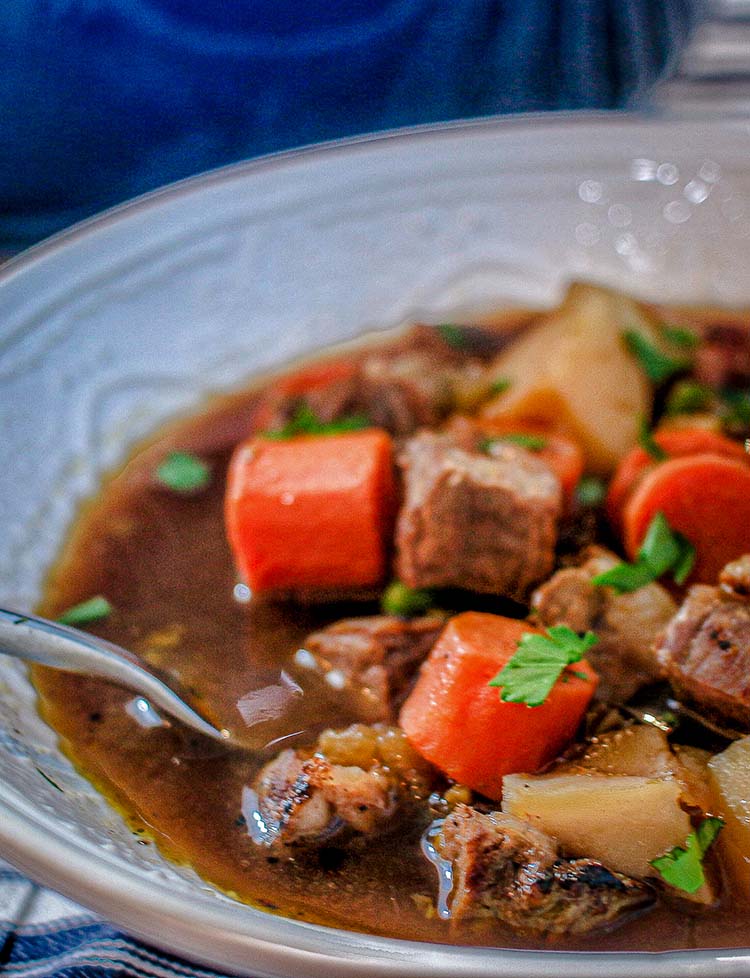 close up of beef stew