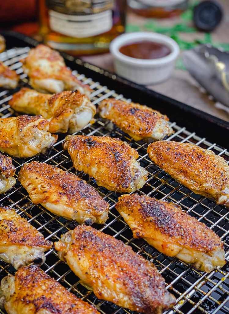 cooked buffalo wings before glaze