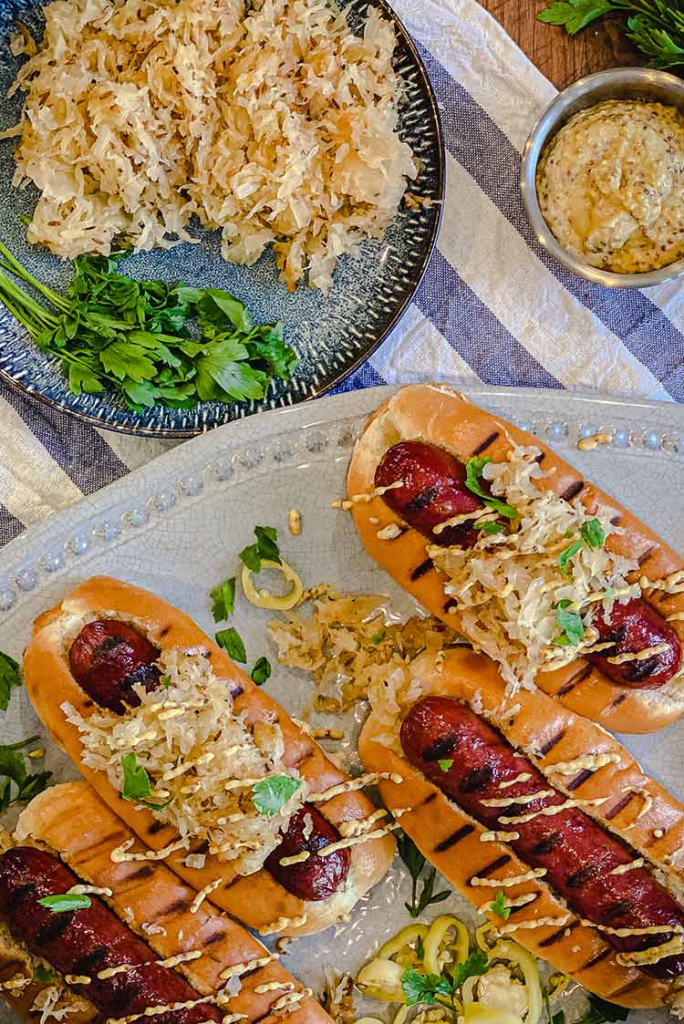sausages and sauerkraut with peppers