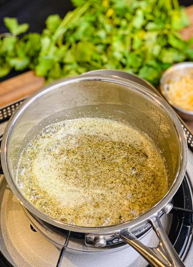 butter sauce for chicken enchilada sliders recipe in a saucepan