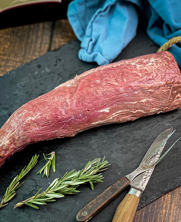 chateaubriand roast being prepared for cooking