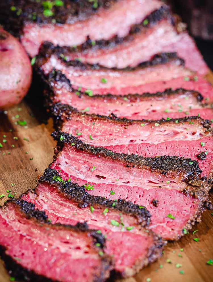 sliced smoked corned beef brisket