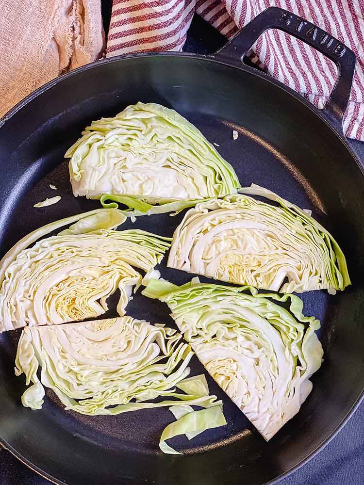 cabbage in a cast iron dutch oven