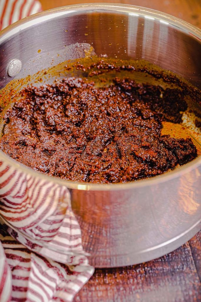 homemade enchilada sauce in saucepan