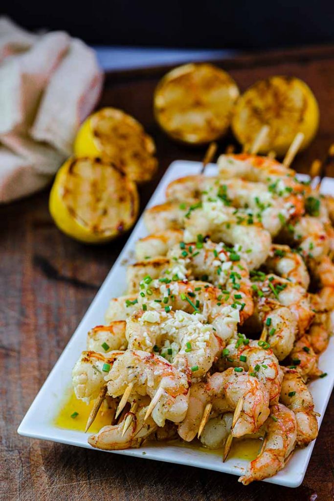 grilled shrimp on skewers