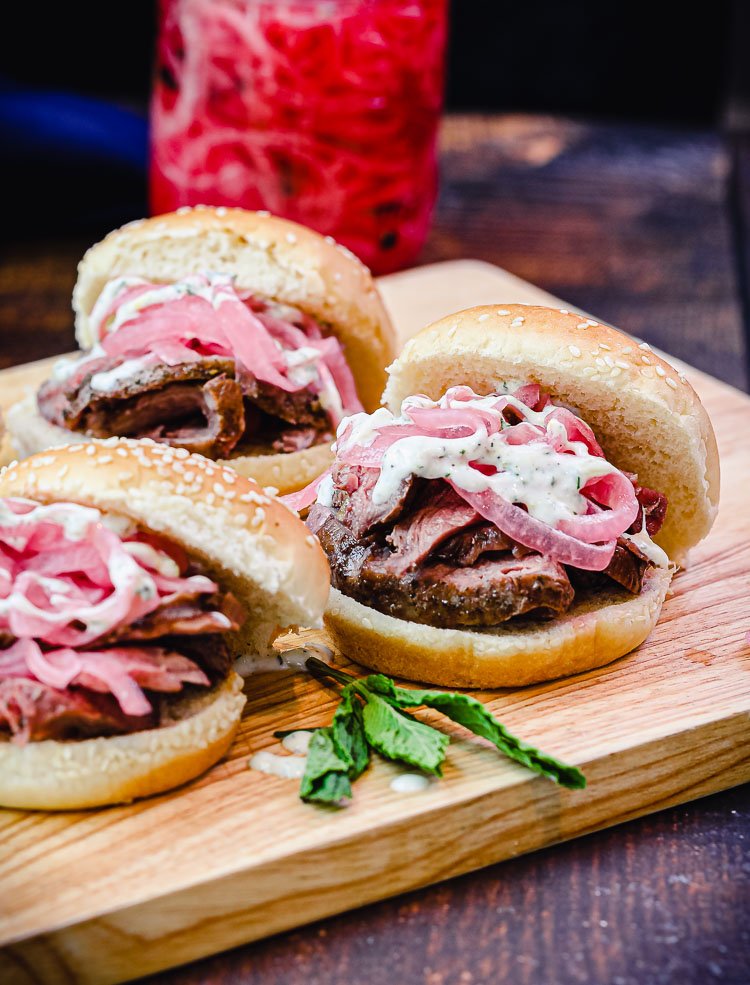 leftover lamb sliders on cutting board