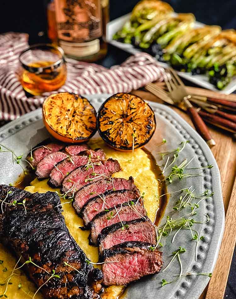 marinated strip steak, grilled to perfection 