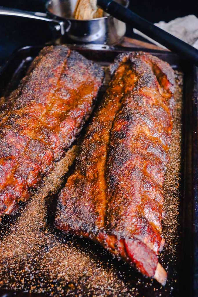 smoked whole racks of baby back ribs