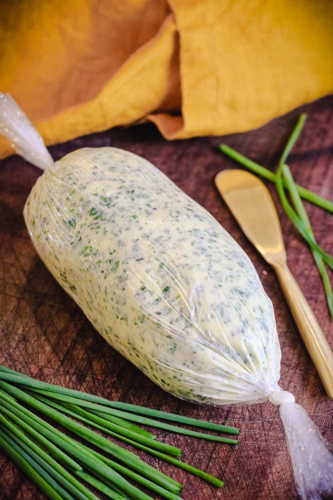 compound butter for steak rolled in plastic wrap