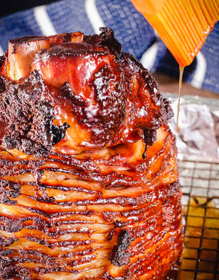 ham being glazed with dripping ham glaze recipe