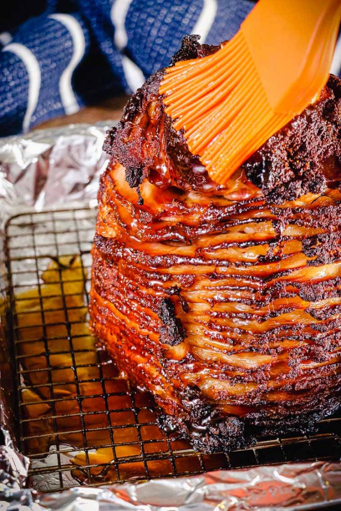 ham being glazed with ham glaze recipe