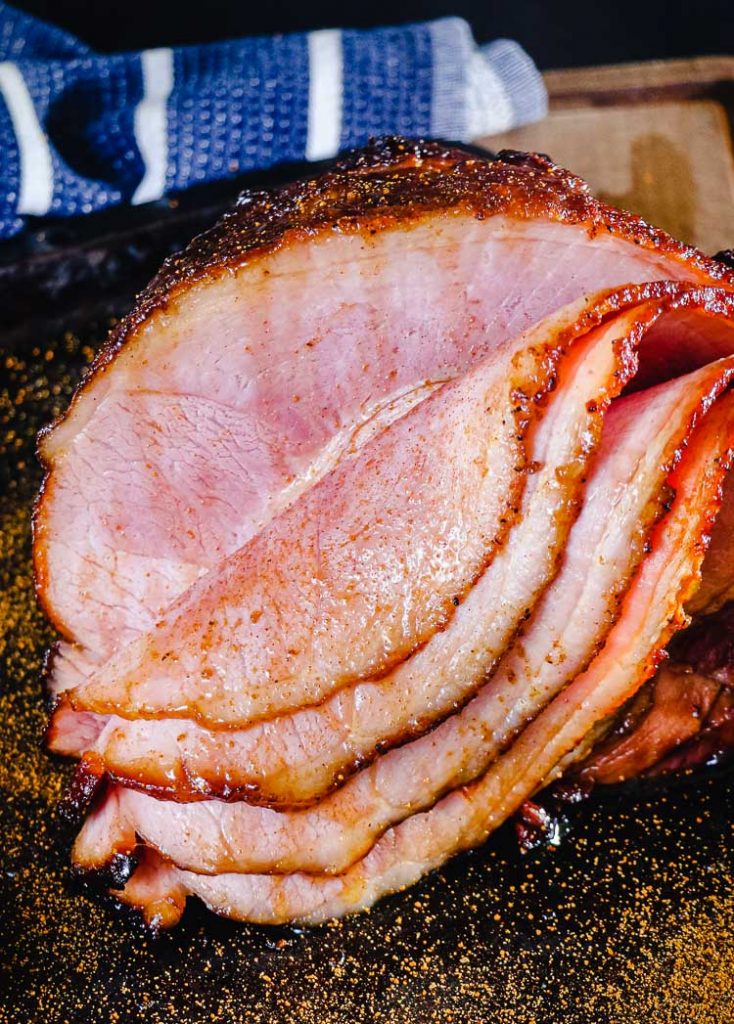 sliced and seasoned glazed ham