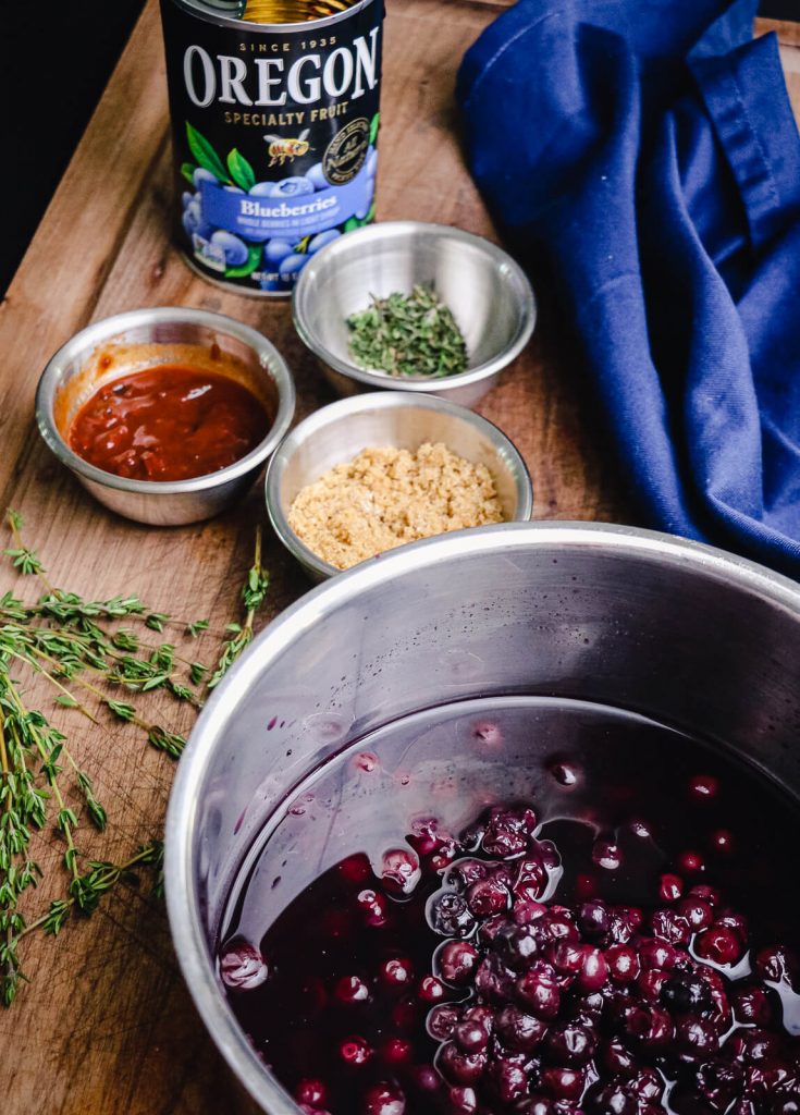 Ingredients used to make blueberry chipotle sauce