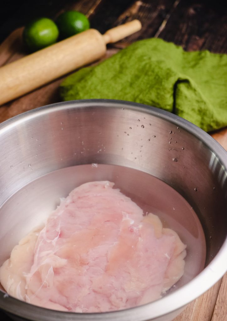 chicken breast soaking in brine