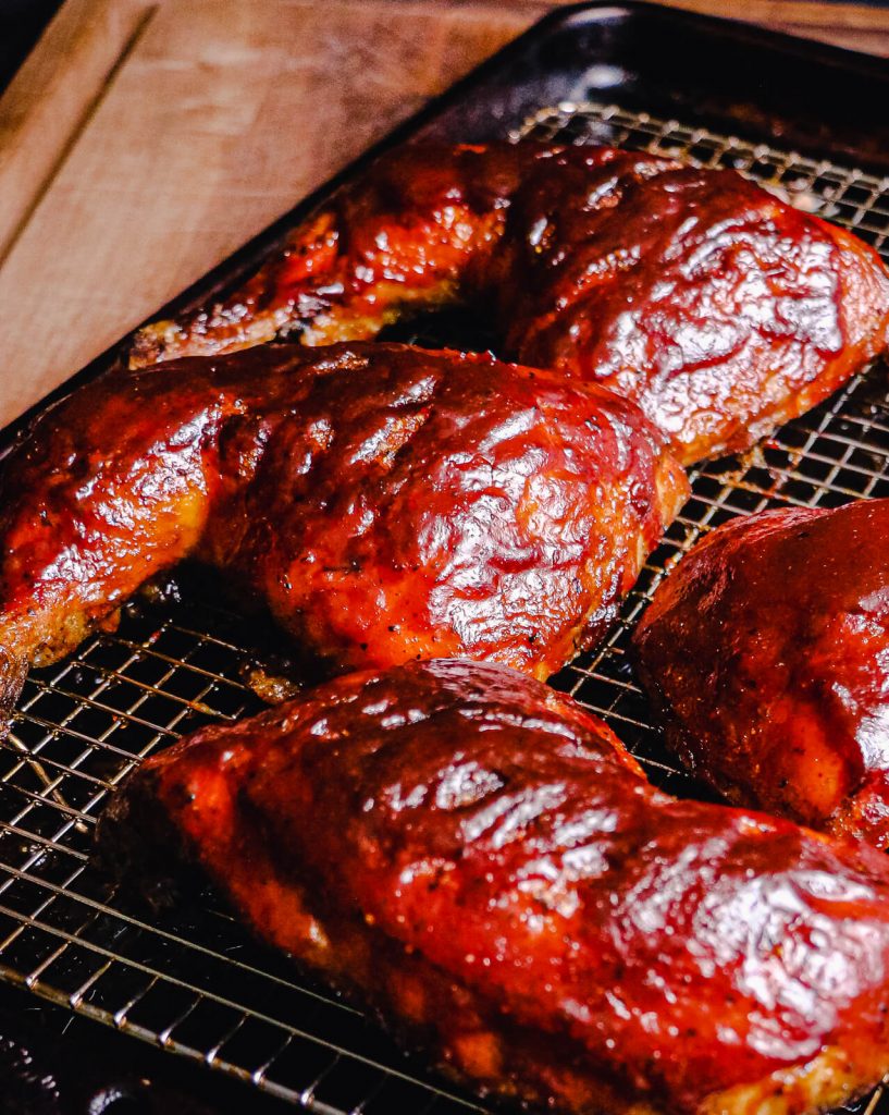 grilled chicken quarters with bbq sauce