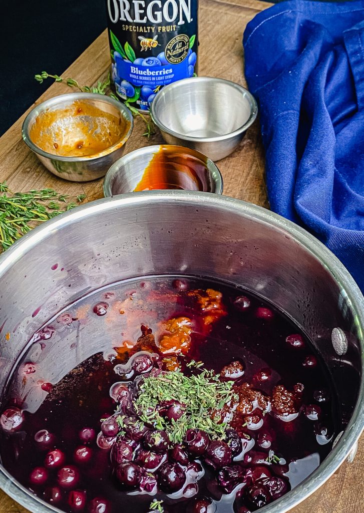 blueberry chipotle sauce in a saucepan