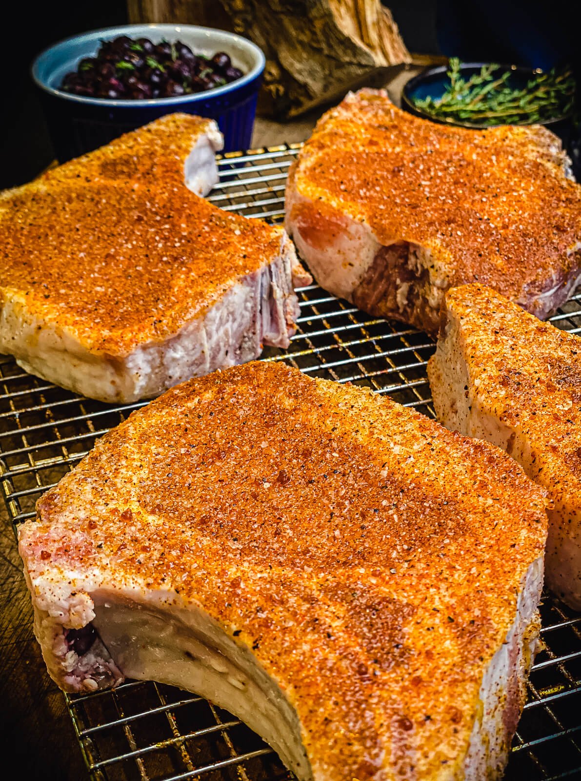 pork chops seasoned with bbq rub